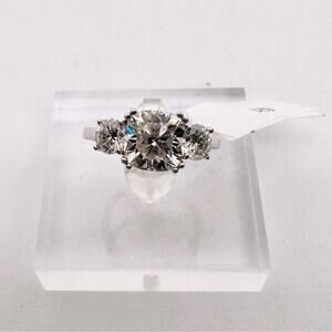 Cushion Cut Moissanite Ring 3 Stone Trilogy Engagement Wedding GRA 18K 925